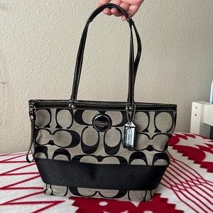 Coach signature striped shoulder bag